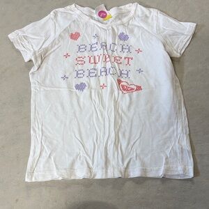 Roxy White Kids Tee with Beach Print